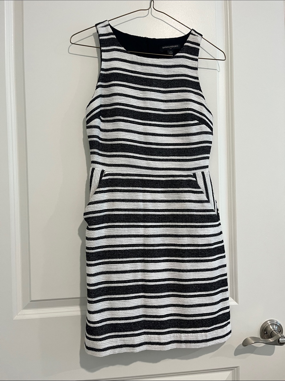 Banana Republic Black and White Striped Sleeveless Mini Dress